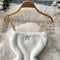 Fluffy Slip Dress&Fringed Cardigan 2Pcs