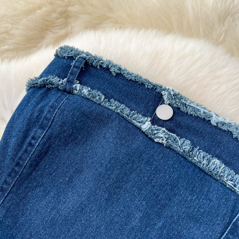 Tank Top & Fringed Skirt Denim 2Pcs