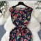 Crew Neck Floral Black Dress