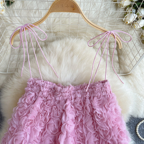 High-end 3d Ruffled Floral Camisole