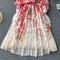French Style Floral Chiffon Shirt Dress