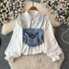 Denim Camisole&White Shirt Chic 2Pcs