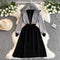 Casual Patchwork Hooded Black Dress