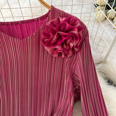 Ruffled Top & Wide-leg Trousers 2Pcs