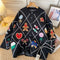 Cartoon Embroidered Loose-fit Cardigan