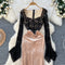 Black Lace Patchwork Velvet Dress