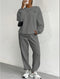 Jacquard Sweatshirt&Trousers Knitted 2Pcs