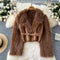 Furry Collar Buckled Short Jacket