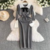 Uniform Style Bow-tie Knitted Dress