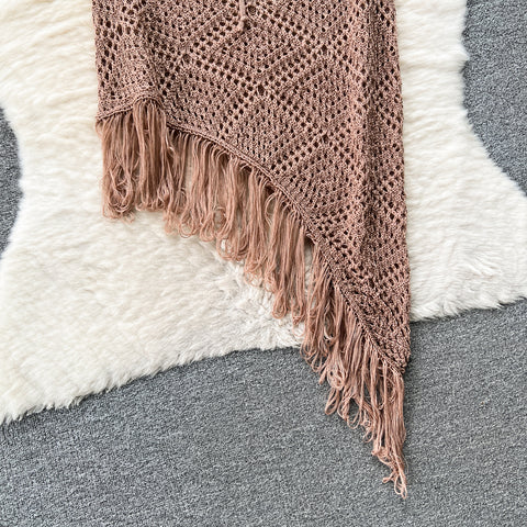 Halter Bikini&Fringed Skirt Knitted 2Pcs