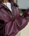 Vintage Matte Wine Red PU Jacket