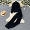 Zipped Lapeled Cardigan&Trousers Knitted 2Pcs