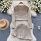 Beaded Cardigan&Pleated Skirt 2Pcs