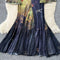 Vintage Ink Painting Printed Fishtail Dress