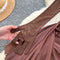 Ruffled Hem Brown Mesh Dress