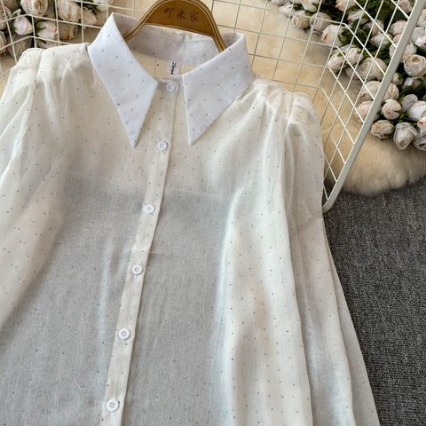 White Shirt&Hip-wrapping Skirt 2Pcs