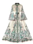 Vintage Flared Sleeve Floral Dress