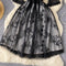 Vintage Black Puffy Lace Dress