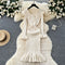 Doll Collar Ruffled Fishtail Knitted Dress