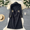 Vintage Lapeled Black Trench Coat