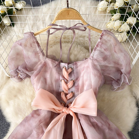 Fairy Tie-dye Puffy Mesh Dress