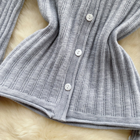Waist-slimming Cardigan&Pleated Skirt 2Pcs
