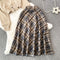 Polo Cardigan&Plaid Skirt Knitted 2Pcs