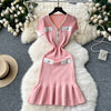 Elegant V-neck Fishtail Knitted Dress