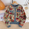 Floral Jacquard Denim Patchwork Jacket