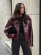 Vintage Matte Wine Red PU Jacket