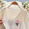 3d Pink Flower Embroidered Cardigan