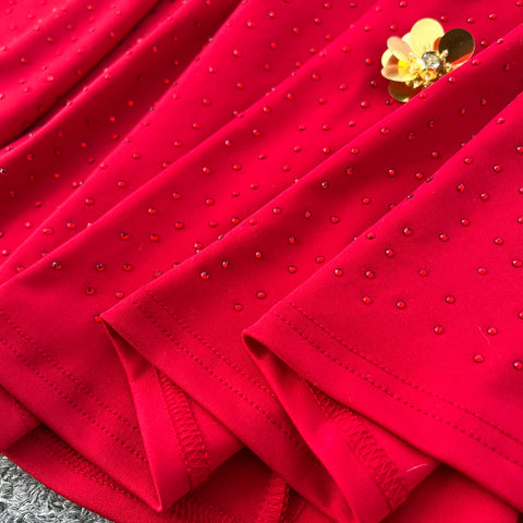 Sequin Beaded Floral V-neck Dress