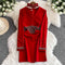 Chinese Red Beaded Slim-fit Dress