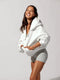 Solid Color Sportswear Hooded Cardigan