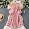 3D Flower Pleated Pink Dress