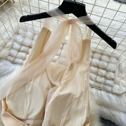 Backless Butterfly Sequined Halter Dress