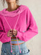 Draped Collar Short Hooded Sweatshirt