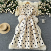 V-neck Polka Dot Puffy Dress