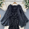 Sequined Black Dress&Furry Shawl 2Pcs