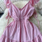 Mori Lace-up Ruffled A-line Dress