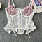 White Lace Patchwork Fishbone Camisole