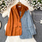 Irregular Design Denim Patchwork Blazer