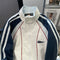 Color-blocking Striped Baseball Jacket