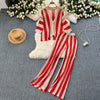 Cardigan&Trousers Striped Knitted 2Pcs