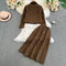 Blazer&Pleated Dress Suit 2Pcs