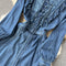 Ethnic Denim Embroidered Blue Dress