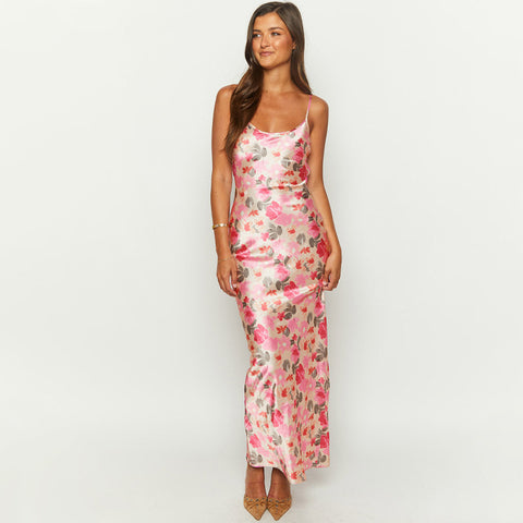 Pink Floral Printed Slip Dress