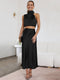 Draped Halter Top&Skirt 2Pcs