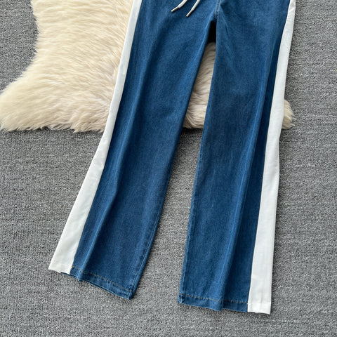Patchwork Top&Trousers Denim 2Pcs