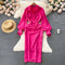 Solid Color Lapeled Satin Dress